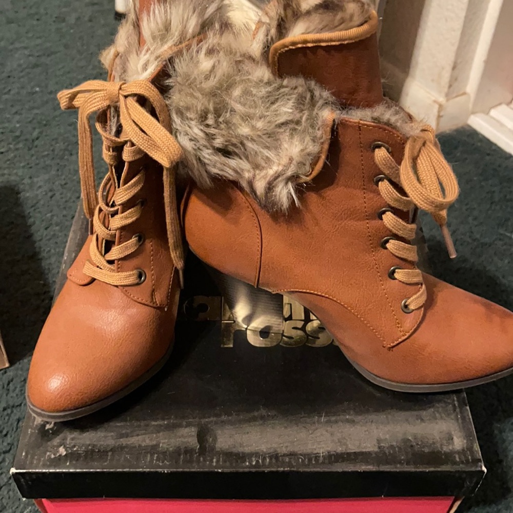 Faux fur booties